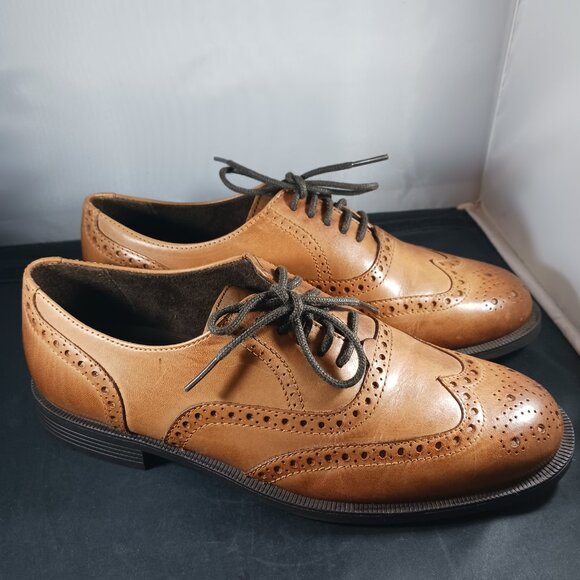 COLE HAAN British Tan Dustin Wing Tip Oxford Dress Shoe Men's 7M - Picture 5 of 12